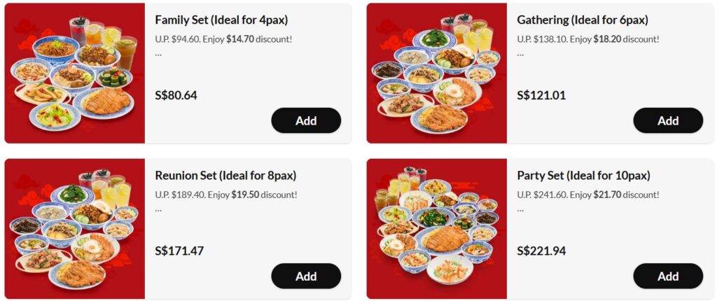 Feng Food Menu Singapore with Prices