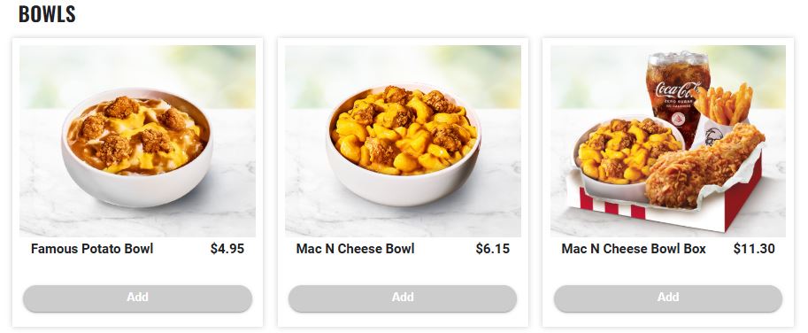 KFC Menu Singapore with Prices