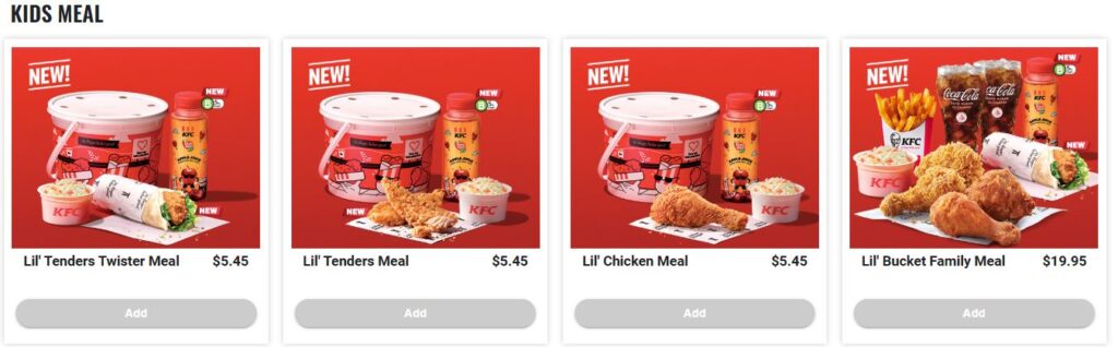 KFC Menu Singapore with Prices