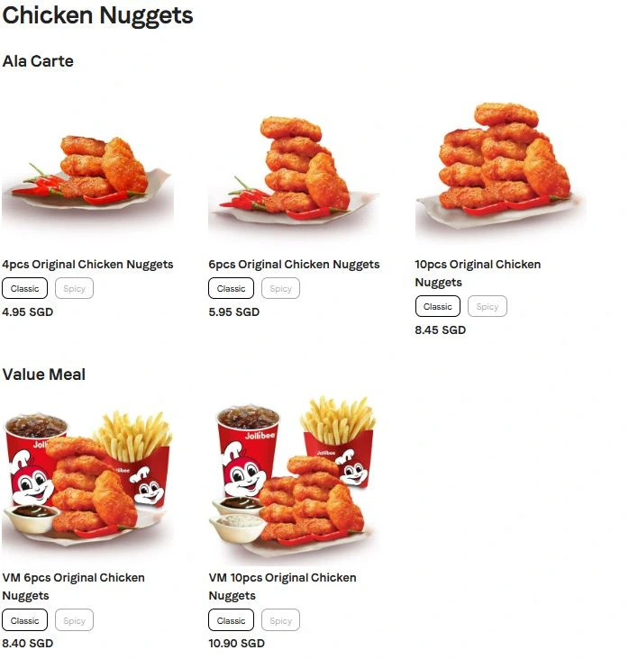 Jollibee Menu Singapore With Prices