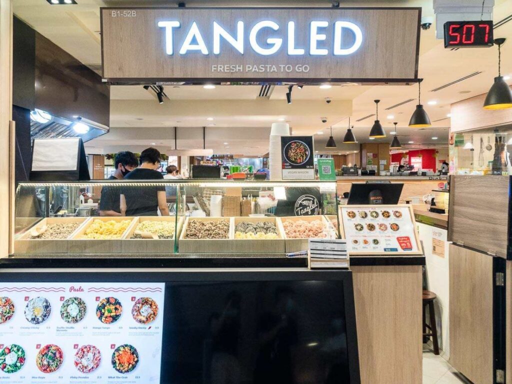Fresh Truffle Mushroom or Aglio Olio pasta box at Tangled – cheap lunch in Singapore CBD