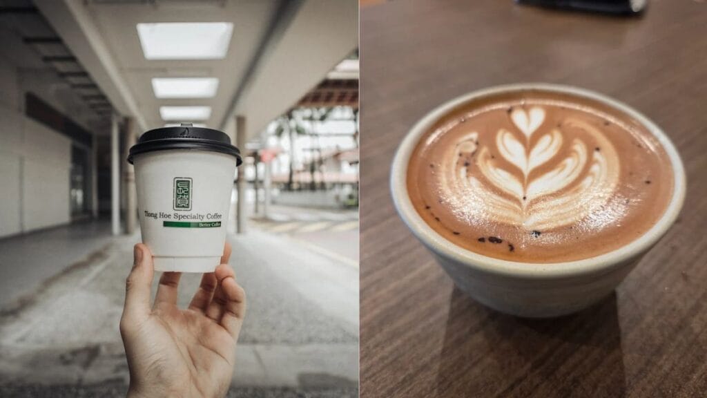 Tiong Hoe Specialty Coffee Stirling Road Singapore - Oat Milk Cappuccino and Roasted Beans - Heritage Specialty Coffee