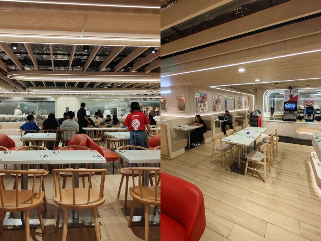 A colorful display of 48 ice cream flavors and Western comfort food at Swensen’s Unlimited Changi Airport.