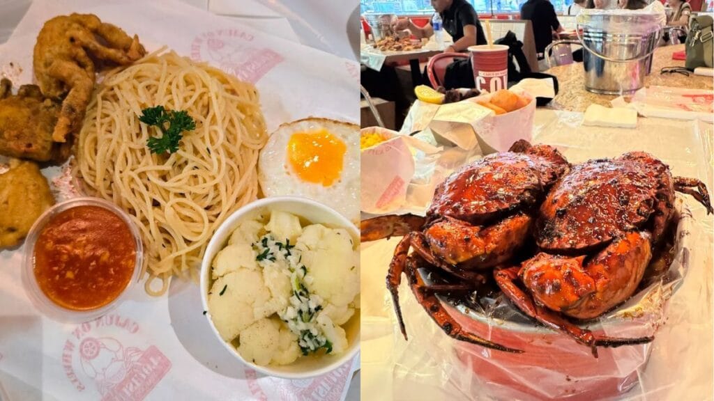 A messy, flavorful seafood bucket with Cajun sauce at Cajun on Wheels, Plaza Singapura food.