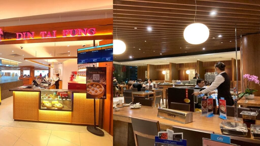 Diners seated inside Din Tai Fung, a highly rated restaurant for Tampines Mall food.