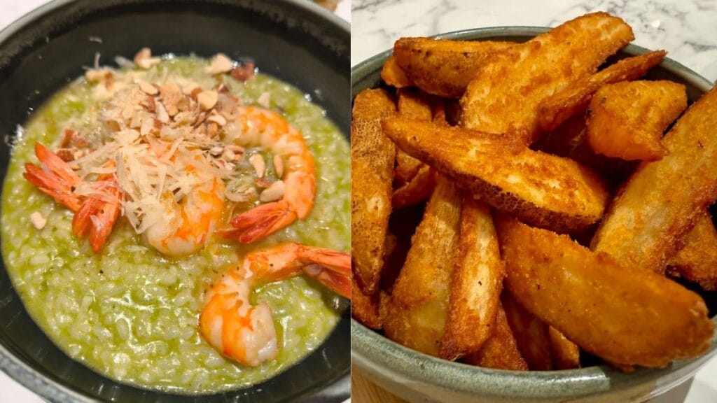 Creamy Pink Sauce Pasta and truffle fries from Mamma Mia, a favorite for Plaza Singapura food.