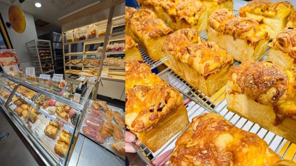 Chewy Mochi Bread and Bakwa Toast from Pawa Bakery, a go-to for Plaza Singapura food on the go.
