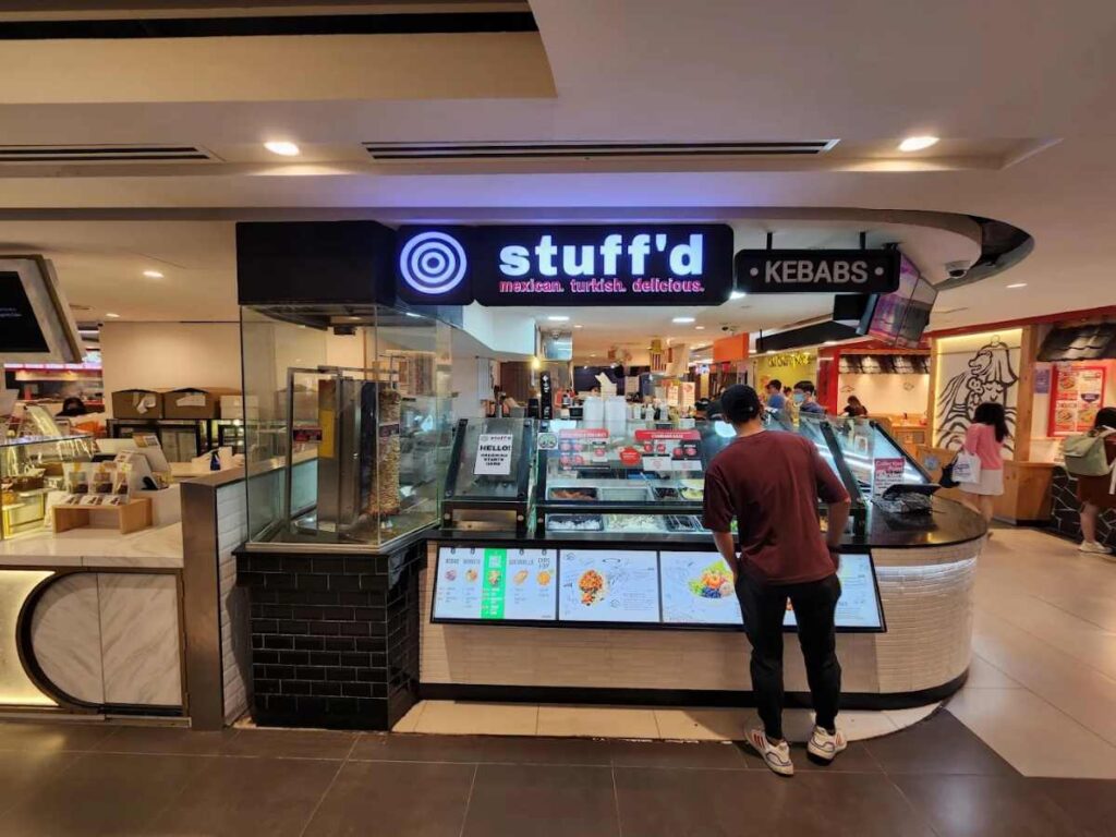 Stuff'd kebab burrito wrap counter and menu Plaza Singapura Food