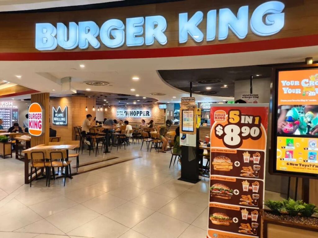 Burger King whopper burger meal and fast food seating Plaza Singapura Food