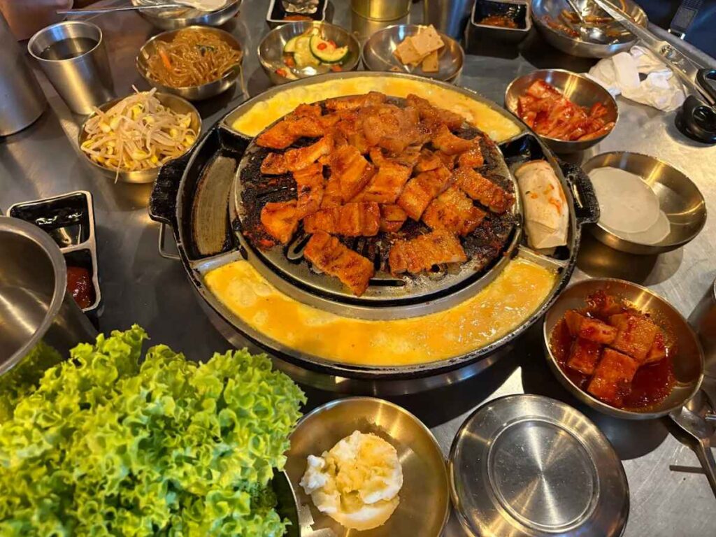 Don Dae Bak Korean BBQ buffet spread with side dishes – Tanjong Pagar Food Guide