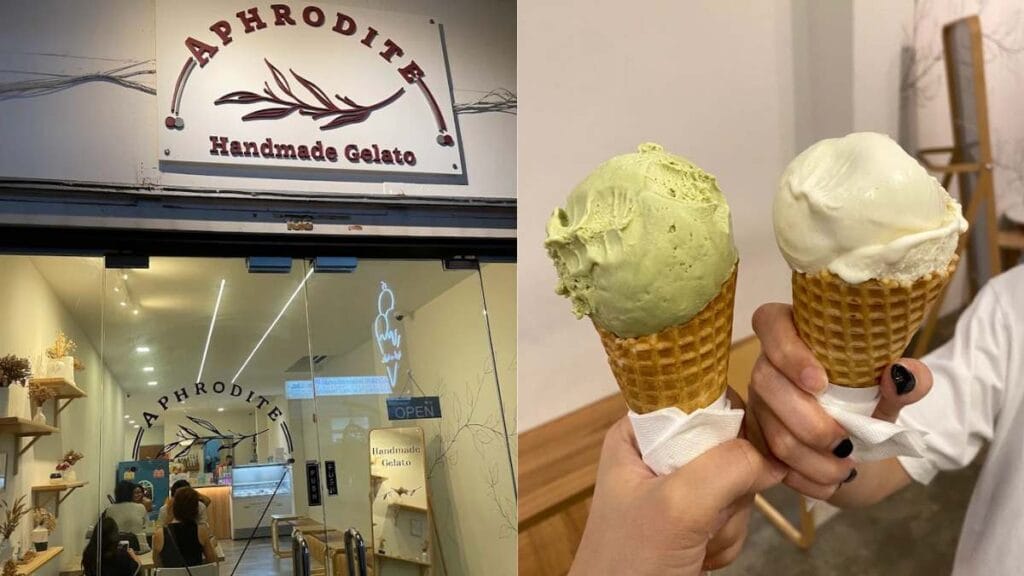 Aphrodite Waffles & Gelato: Floral Bouquet gelato scoop with freshly made waffles - Best Dessert in Singapore   