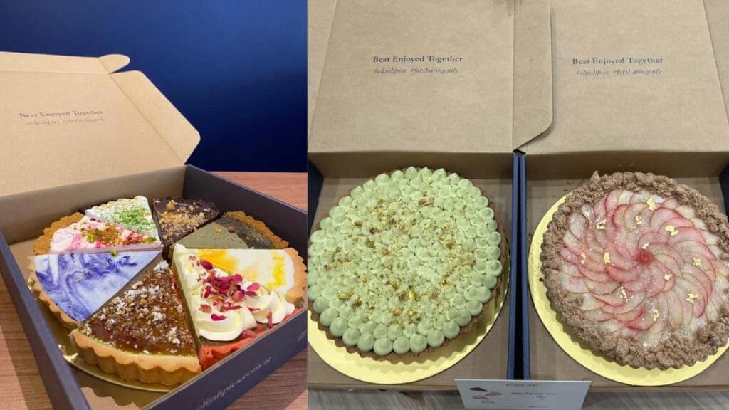 Elijah Pies: Vibrant wild berry lavender pie and pistachio praline tart slice - Best Dessert in Singapore