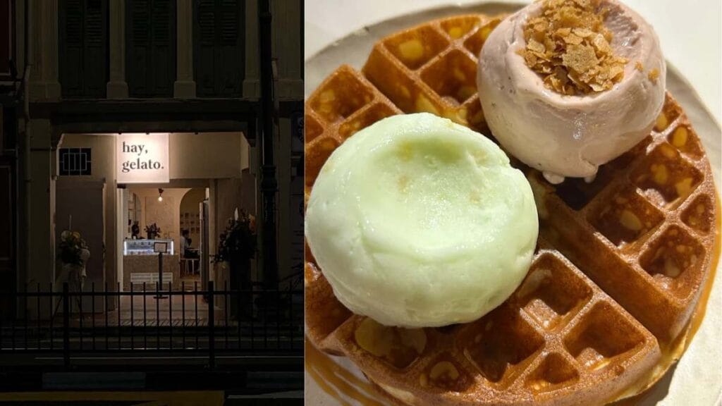 Hay Gelato: Smoked hay gelato with honey and waffles at a Bedok late-night cafe - Best Dessert in Singapore   