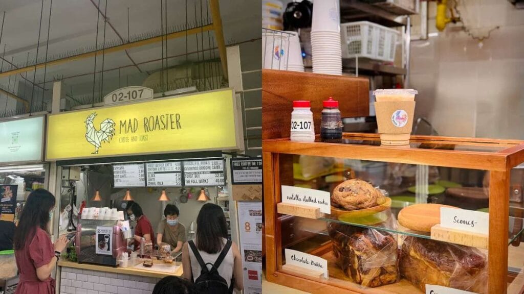 Amoy Street Food Centre Guide (2026): 20+ Best Stalls and Halal Eats 15 Mad Roaster (#02-107): Specialty coffee latte and toasted honey butter brioche from Mad Roaster at Amoy Street Food Centre