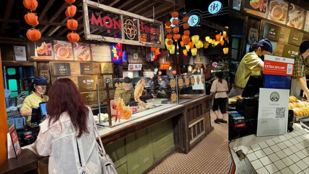 Mon Chinese Beef Roti: Crispy, golden-brown Chinese beef roti being prepared and served at Mon Chinese Beef Roti.