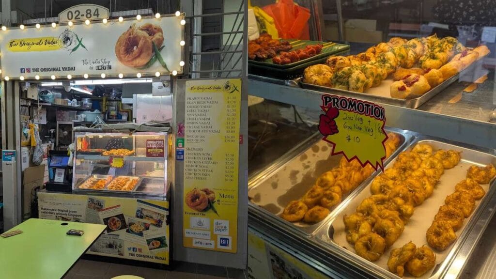 Amoy Street Food Centre Guide (2026): 20+ Best Stalls and Halal Eats 18 The Original Vadai (#02-84): Crispy prawn vadai and assorted Indian savory fritters from The Original Vadai at Amoy Street Food Centre