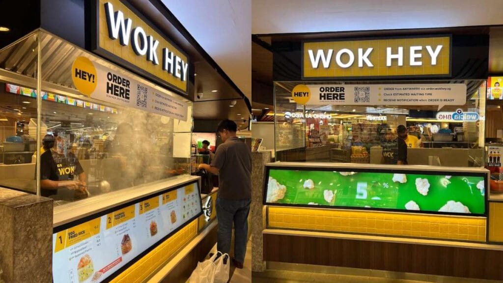 Wok Hey: Customizable egg fried rice and Shanghai noodles being cooked in a fast-paced stir fry station  - raffles city food
