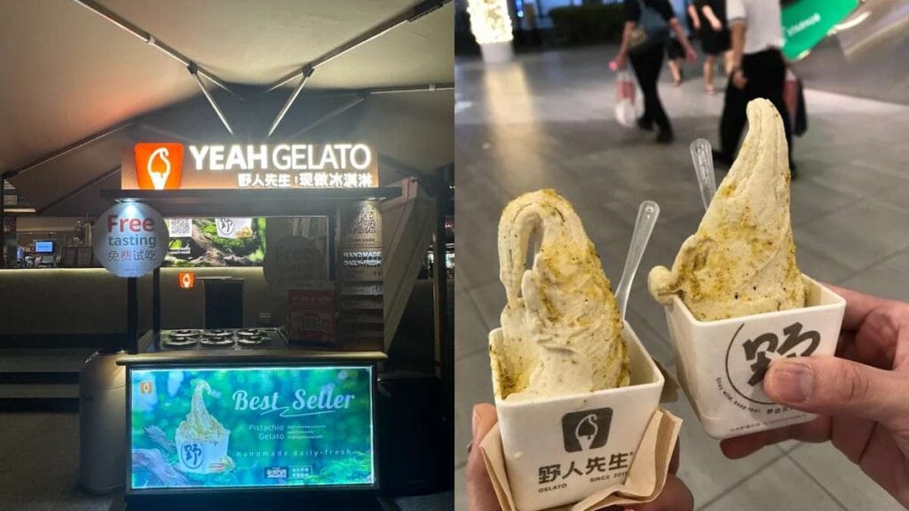 Yeah Gelato: Wide variety of colorful, artisanal gelato flavors in a display case at Yeah Gelato - Plaza Singapura Cafe