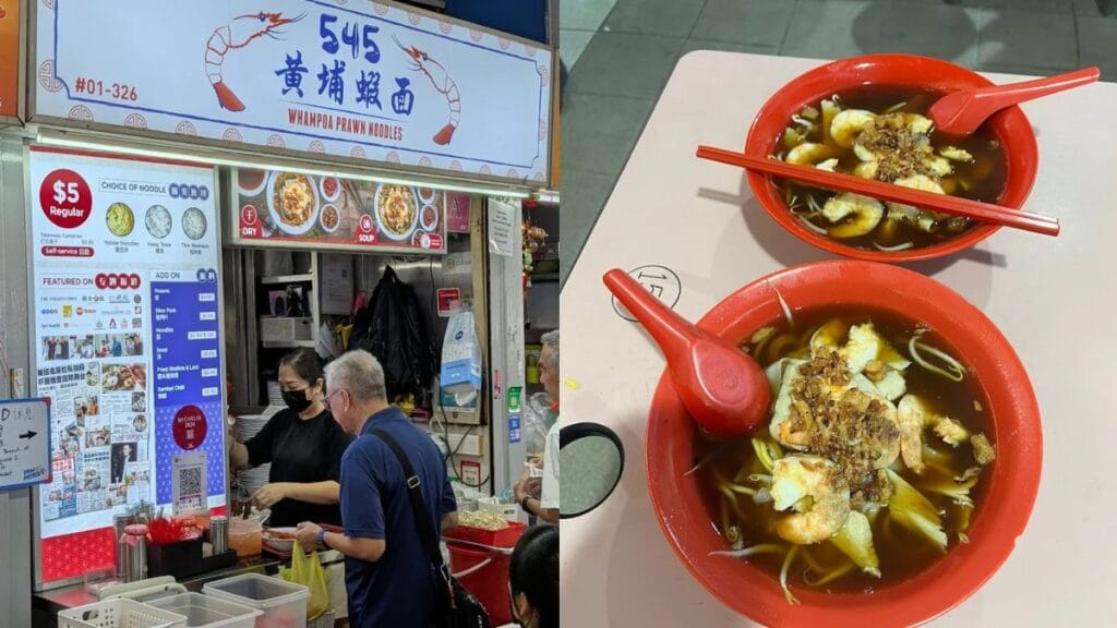 Traditional bowl of prawn noodles from 545 Whampoa Prawn Noodles tekka centre stall