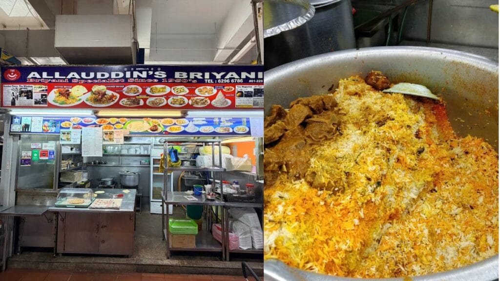 Famous mutton briyani set from Allauddin's Briyani tekka centre stall