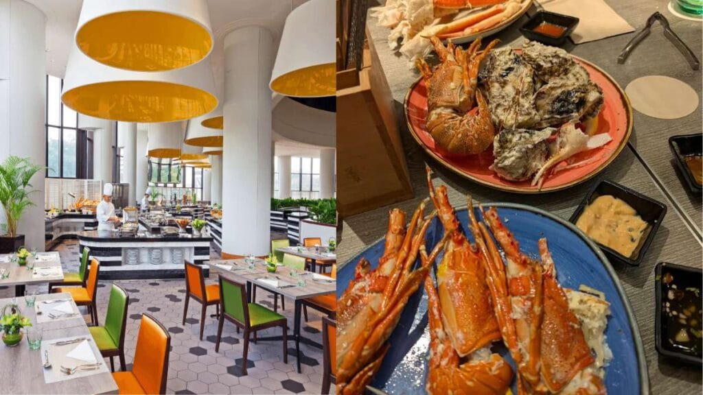 A spacious and diverse international halal buffet layout at Atrium Restaurant, Holiday Inn Singapore Atrium.