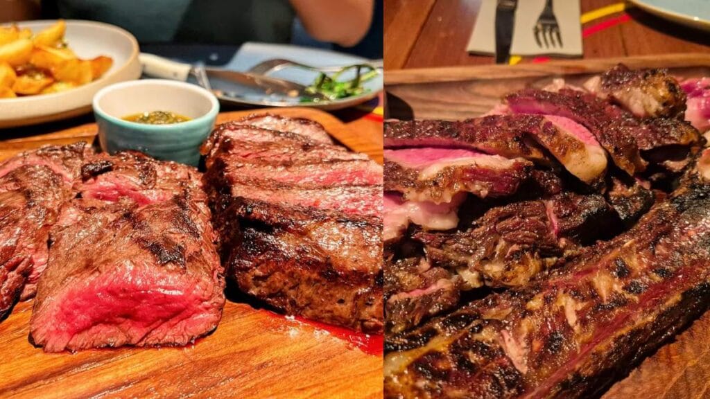 Argentinian grass-fed ribeye cooked over a Jarrah wood fire for the best steak in Singapore.