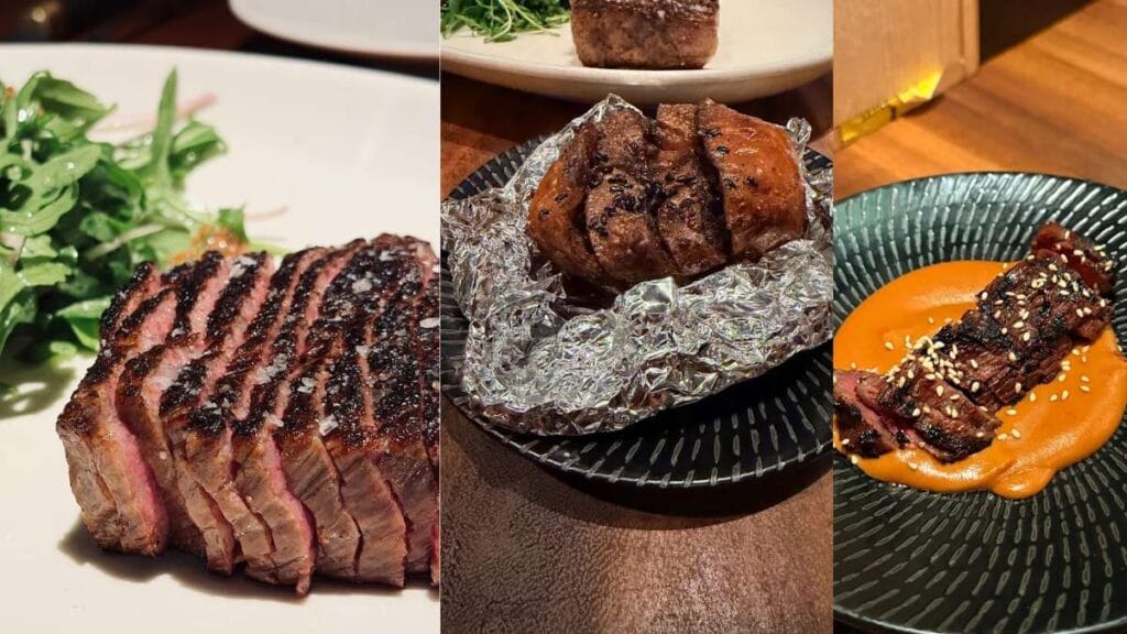 A juicy cut of Australian Wagyu grilled over wood embers, representing the best steak in Singapore.