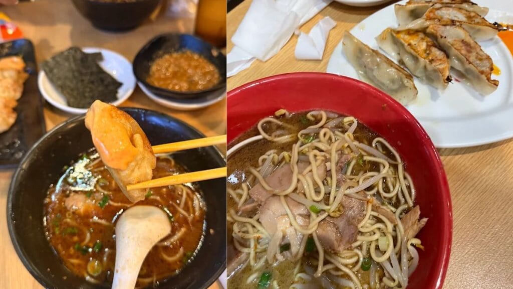 Deep savoury broth covered in dark black garlic oil at Nantsuttei bringing an authentic Tokyo neighborhood feel to the best ramen in Singapore