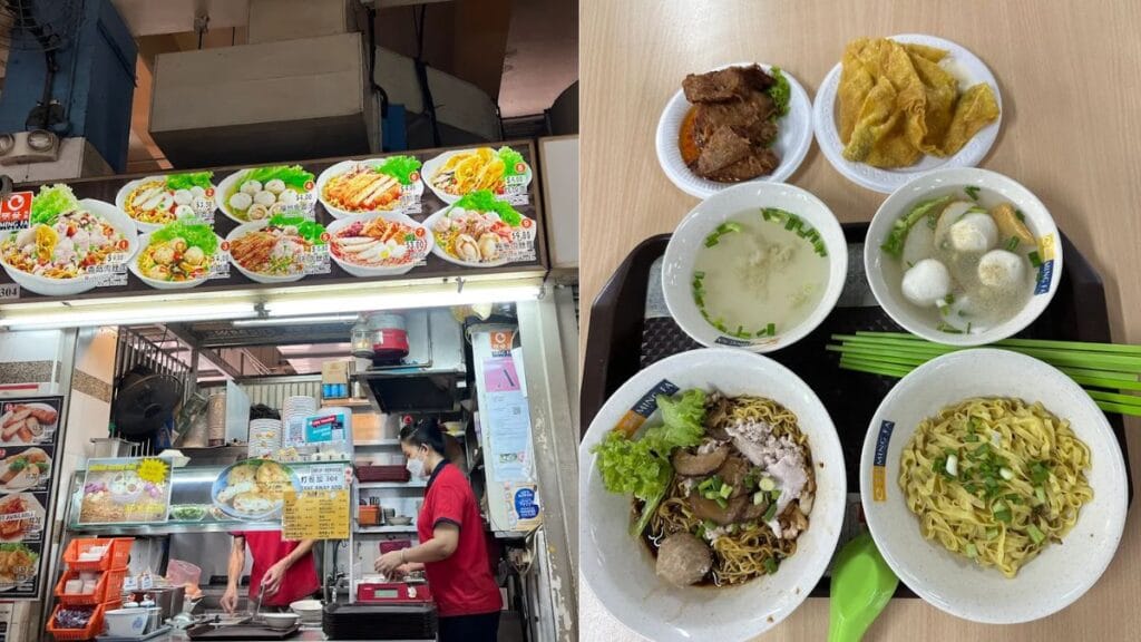 Minced pork noodles with handmade fishballs from Ming Fa Fishball tekka centre stall