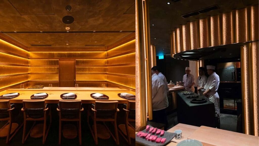An intimate, minimalist Japanese counter setting perfect for experiencing the best steak in Singapore.