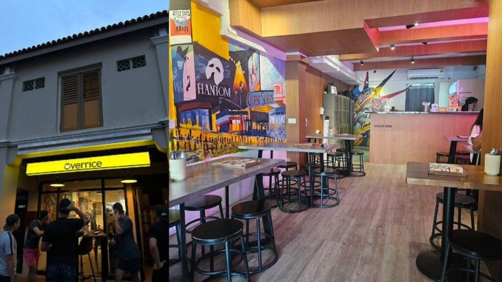 Overrice New York style halal rice bowl cart restaurant interior offering quick street food on Sultan Gate.
