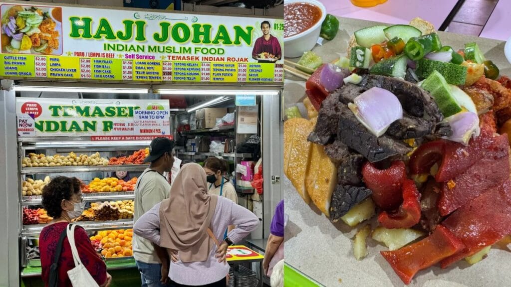 Plate of mixed Indian rojak fritters from Temasek Indian Rojak tekka centre stall