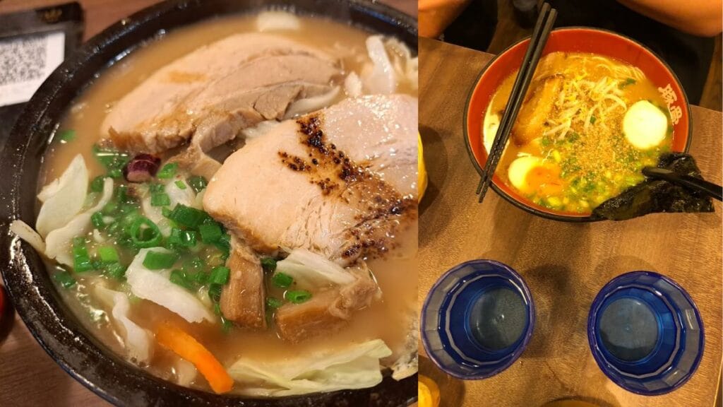 A dramatic sizzling stone pot releasing steam at Tonkotsu Kazan VOLCANO Ramen delivering an interactive experience for the best ramen in Singapore