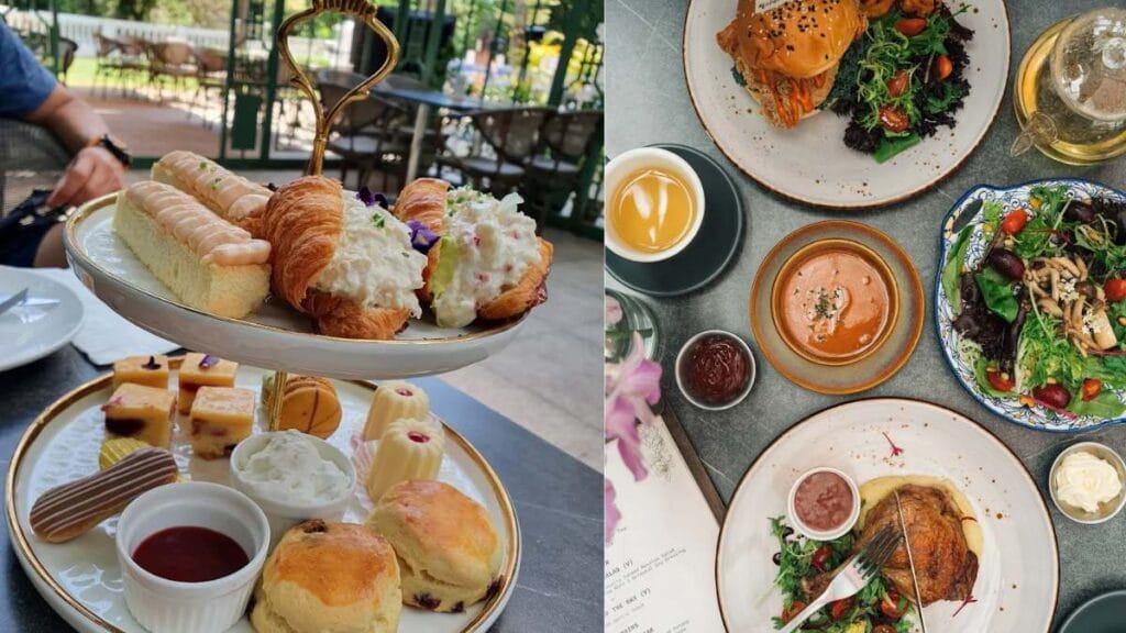 Wildseed Cafe (The Alkaff Mansion / Seletar): Garden-themed afternoon tea with citronella passion fruit cheesecake and floral decor for the best high tea Singapore.  