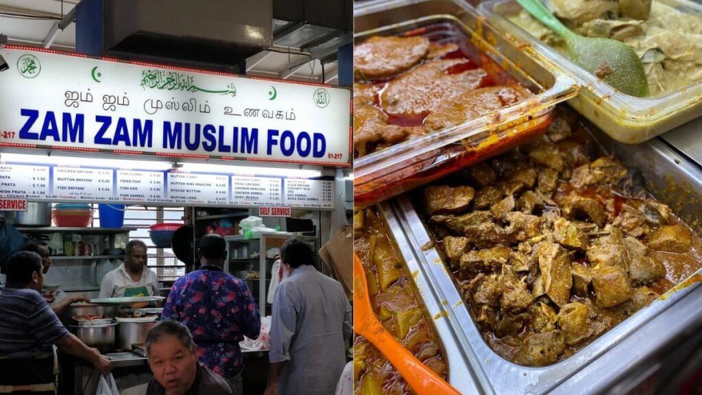 Halal Indian Muslim food platter from Zham Zham Muslim Food tekka centre stall