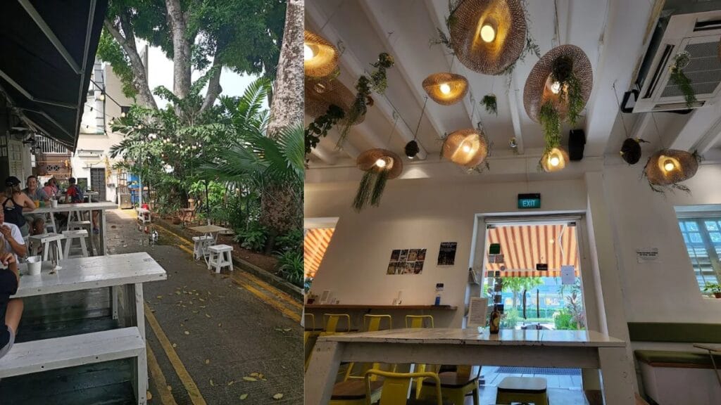 Best Dog Cafe Singapore: 26 Pet-Friendly Spots (2026) 23 People and their dogs enjoying morning brunch at the shaded outdoor tables of Earlybird Cafe, a central dog cafe.