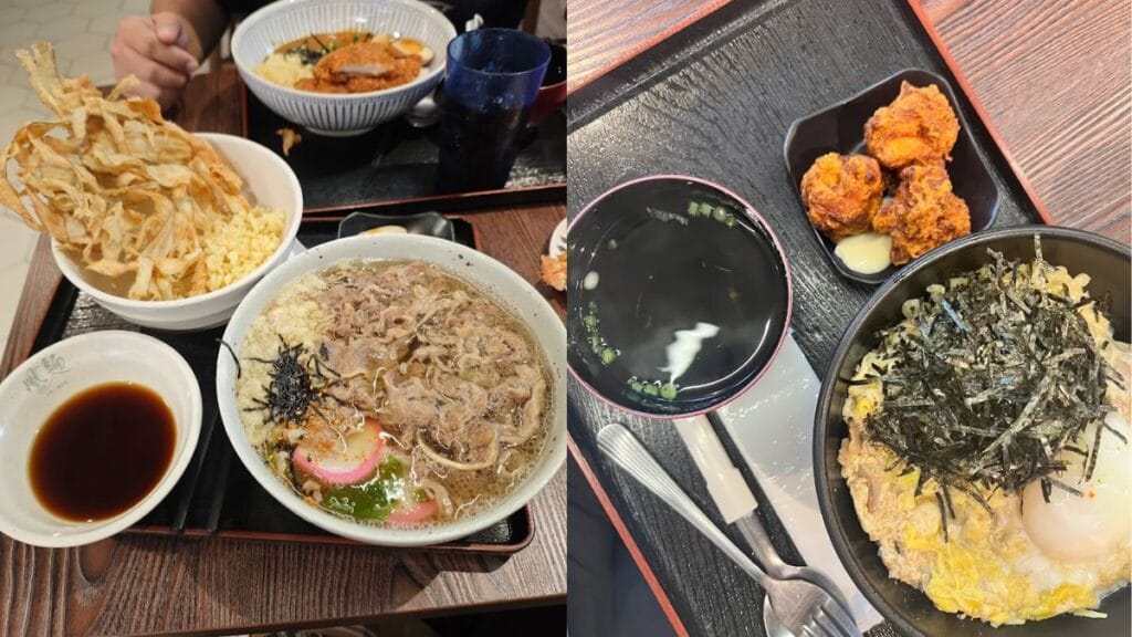 Comforting beef broth udon with free-flow houjicha tea at Fu Men, an excellent halal Telok Ayer food choice