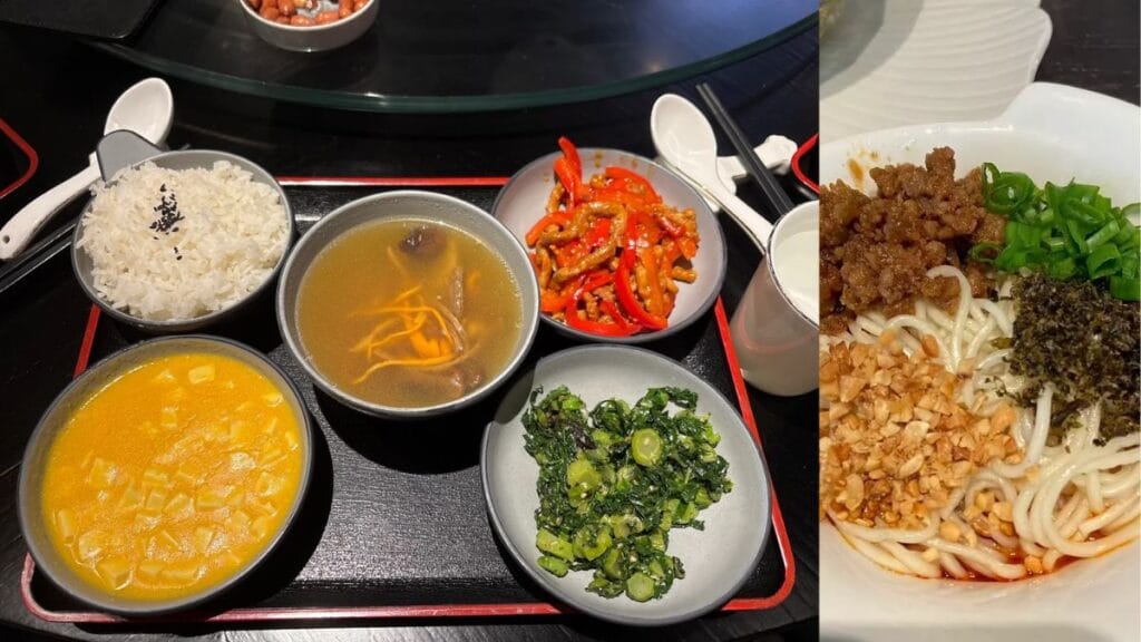 Spicy Sichuan Boneless Duck Webs and claypot garupa at Kuan Zhai Alley, an authentic Chinese Telok Ayer food.