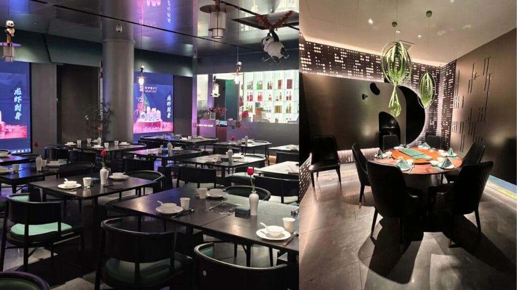 Modern Chinese design blending with traditional motifs at Kuan Zhai Alley, an upscale venue for Telok Ayer food.
