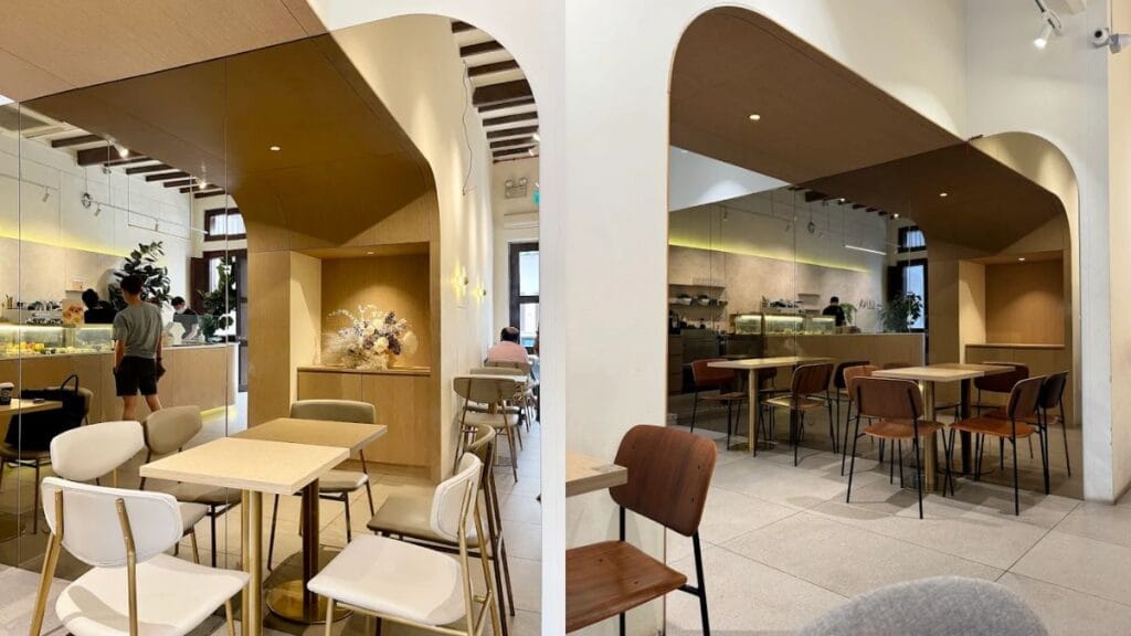 Visually stunning and aesthetic bakery interior at LUNA Patisserie, a viral spot for sweet Telok Ayer food.