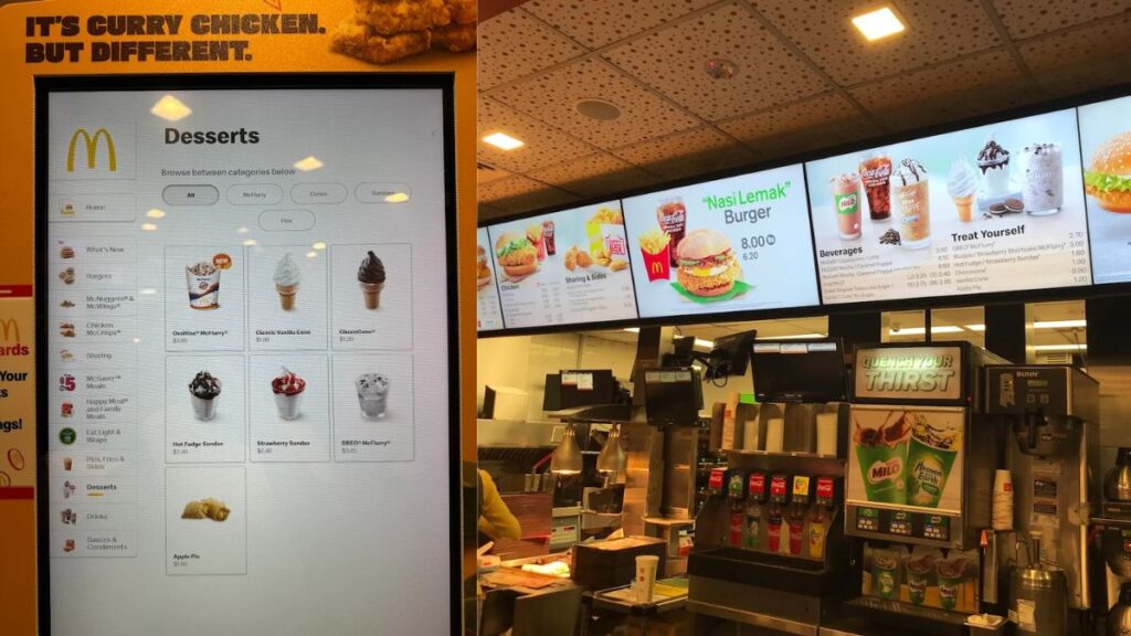McDonalds menu with updated prices in Singapore