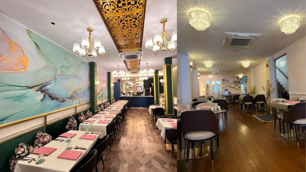 Modern European shophouse setting at Restaurant Espoir, perfect for group dinners and halal Telok Ayer food