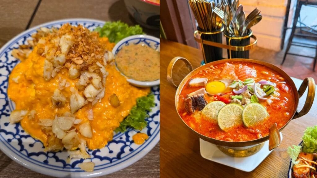 Authentic Special Beef Boat Noodle and Omelette Crab Bomb at Thachang, serving robust Thai Telok Ayer food.