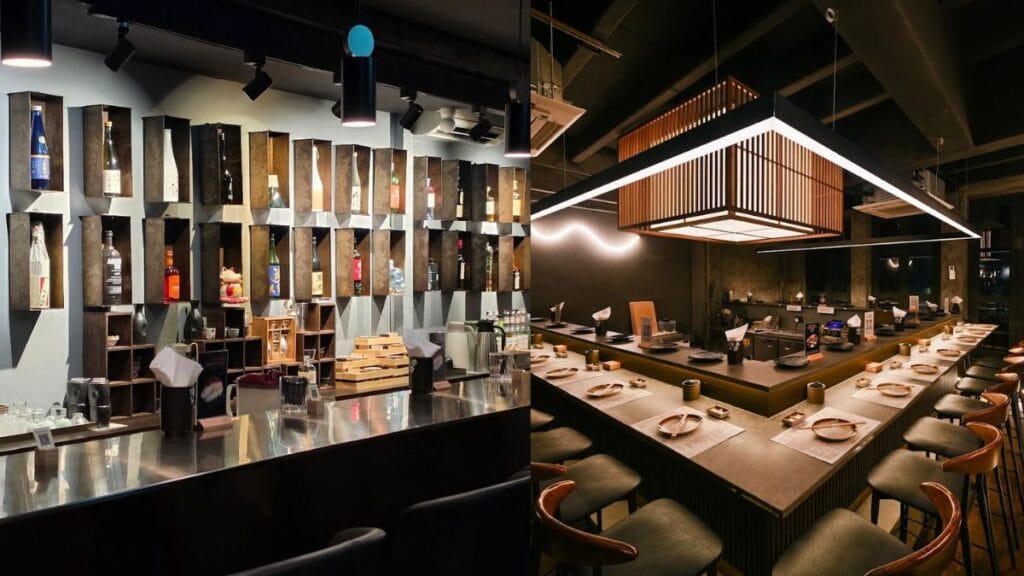 Cozy counter seating on the second floor of Toku Nori Handroll Bar, a premium spot for Japanese Telok Ayer food.